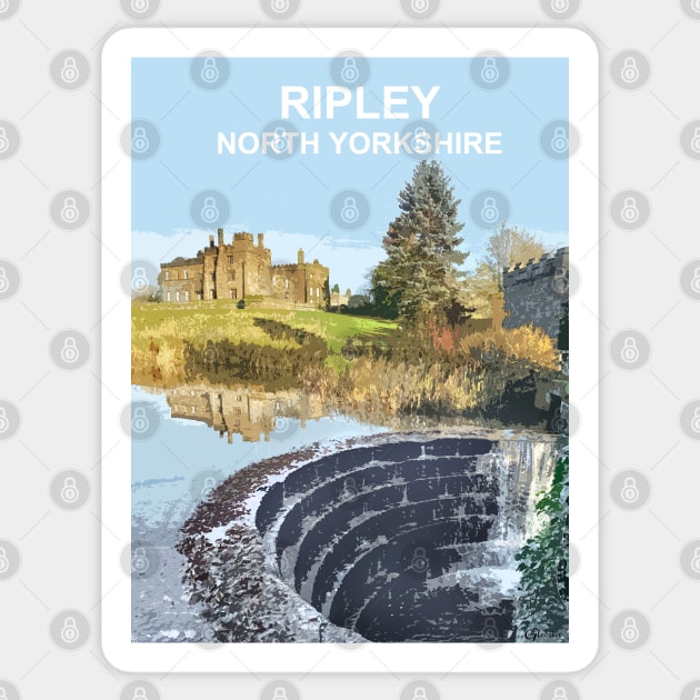 Ripley, North Yorkshire. Travel poster Sticker by BarbaraGlebska